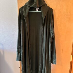 Athleta Dark Green Hooded Cardigan